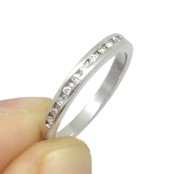 Ring Diamond 14K White Gold Half Eternity - Picture 1 of 8